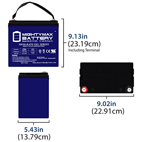 12V 55AH Gel Battery for Pride Mobility Jazzy 600/XL, 614/HD - 2 Pack