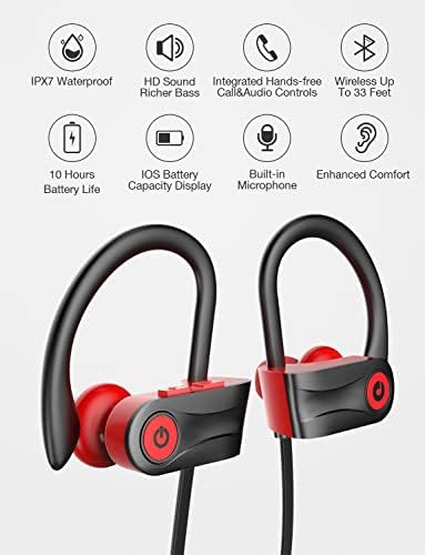 Otium Bluetooth Earbuds Wireless Headphones Bluetooth Headphones, Sports Earbuds, IPX7 Waterproof Stereo Earphones for Gym Running 15 Hours Playtime Sound Isolation Headsets,Black.