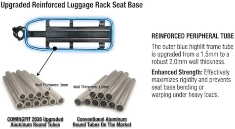 COMINGFIT 2026 Upgraded Bicycle Cargo Rack, 180lbs Heavy Duty Bike Rear Rack, 4-Leg Double Strength