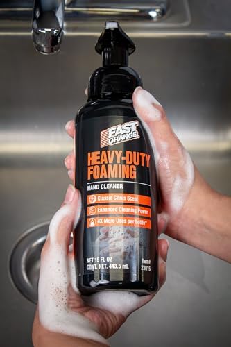 Fast Orange 25108 Pumice Lotion, Heavy Duty Hand Cleaner, Natural Citrus Scent, Waterless Cleaner For Mechanics, Strong Grease Fighter, 7.5 oz