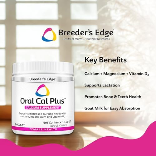 Breeder's Edge Oral Cal Plus Gel, Whelping and Queening Calcium Supplement Gel for Dogs and Cats Delivers 3 Calcium Sources in Labor to Support Strong and Normal Contractions, 30ml Paste