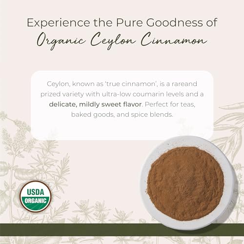 Starwest Botanicals Organic Ceylon Cinnamon Powder - Spice for Tea, Cooking, & Baking, Sweet & Mellow Flavor, Certified Kosher