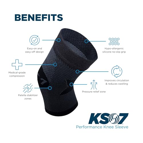 OrthoSleeve Compression Knee Brace, Knee Sleeve for ACL, MCL, Injury Recovery, Meniscus Tear, Pain, Aching Knees, Patellar Tendonitis & Arthritis Pain