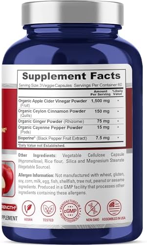 Apple Cider Vinegar Complex, Vegans, 1500mg, 180 Veg Caps - 60 Servings