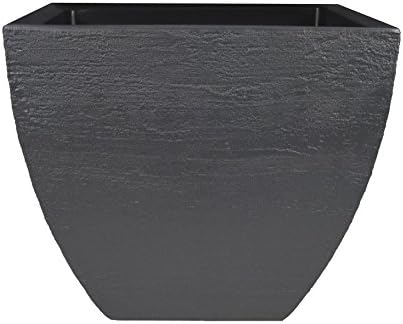 Tusco Products MSQ16BK Modern Square Garden Planter, 16-Inch, Black