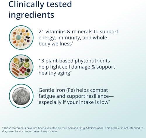 Metagenics PhytoMulti with Iron - Daily Multivitamin for Men & Women with Phytonutrients* - Methylfolate, Vitamins A‑K