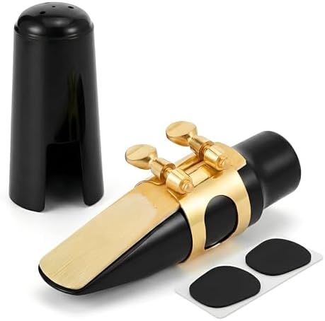 Alto Saxophone Mouthpiece Kit with Cap and Gold Metal Ligature | Includes Size 2.5 Reed & Cushions, Durable Replacement Set for Student Beginners