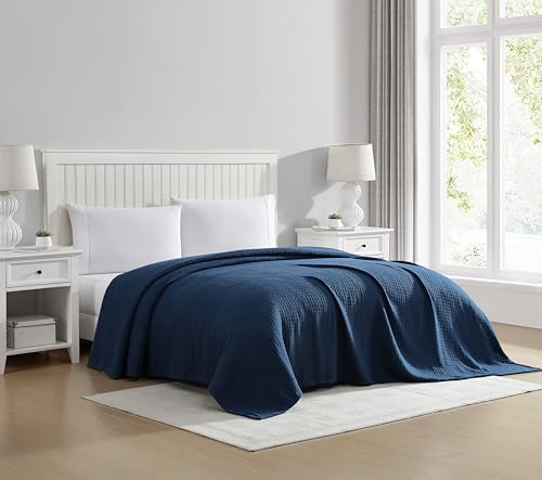 Grand Hotel Lightweight Full/Queen Blanket, 100% Cotton, Pearl Blue | All-natural yarn-dyed mercerized cotton is exceptionally durable, breathable and soft