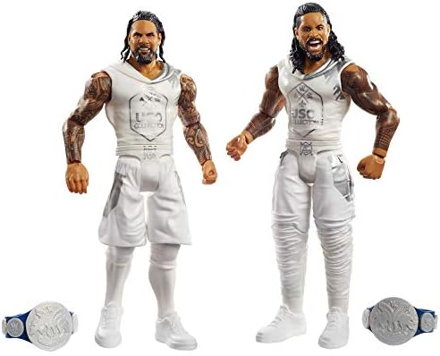 WWE Jimmy USO vs Jey USO Battle Pack Series #64 with Two 6-inch Articulated Action Figures & Ring Gear