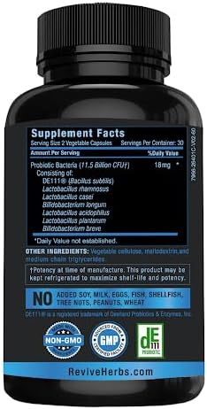 Advanced Probiotic with DE111 Strain (Bacillus subtilis). Spore Forming Probiotic. No Refrigeration Needed. 11.5 Billion Organisms. Probiotics for