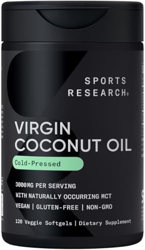 Sports Research® Organic Coconut Oil 3000mg, 120 Softgels | Cold-Pressed