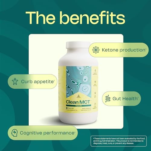LevelUp Clean MCT Oil Capsules, 100% C8 Caprylic Acid, Keto, 280 Count | Mess-free MCT capsules for travel, coconut-sourced, non-GMO