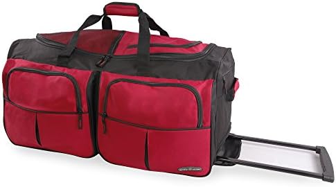 Pacific Coast Unisex 30" Large Rolling Duffel Bag, Red, One Size