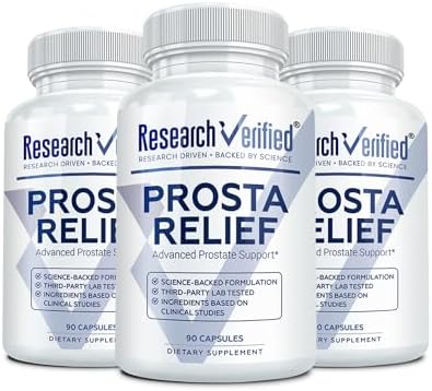 Research Verified Prosta Relief - Saw Palmetto and Bioperine - Prostate Health, Bladder & Urinary Health, Drive and Performance - Pure Natural, 90 Capsules (Pack of 1)