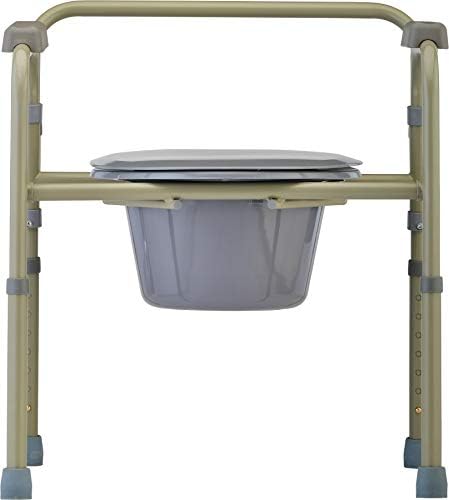 NOVA Medical Products Folding Commode, Over Toilet and Bedside Commode, Comes with Splash Guard/ Bucket/ Lid, Gray, 1 Count