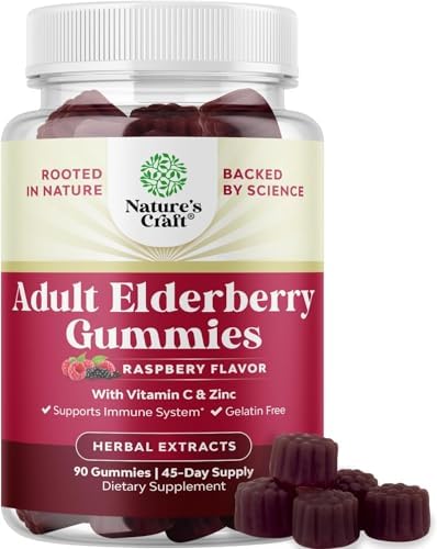 Elderberry Vitamin C and Zinc Gummies - Advanced Immune Booster Sambucus Elderberry Gummies for Adults - Super Antioxidants Supplement Immunity