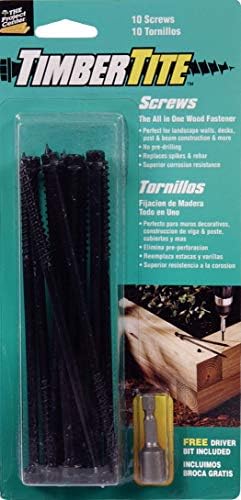 Power Pro 50 Pcs Timber-Tite Landscape Screws (1/4" x 10") | Hex Washer Head Heavy Duty Structural Wood Screws | Ceramic Coated Exterior Fasteners for Decks, Timber, Landscaping & Wood Construction