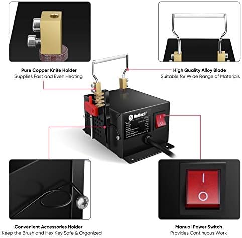ROMECH 30W Electric Rope Cutter, Hot Knife Thermal Blade, Bench Mount Cutting Tool Kit for Braid Fabric Webbing Belting Ribbon (30W, RM-016)
