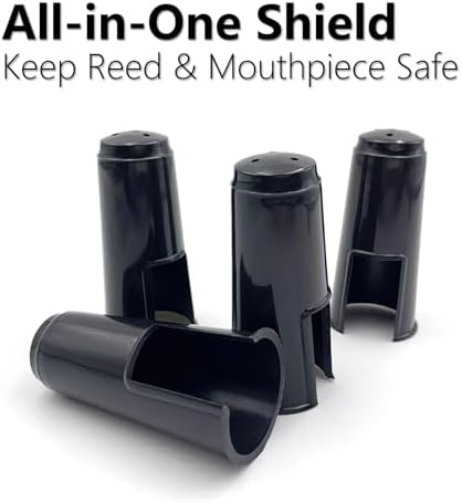 4-Pack Alto Saxophone Clarinet Mouthpiece Cap – Plastic Protective Cover with Ligature Attachment for Reed and Mouthpiece Protection