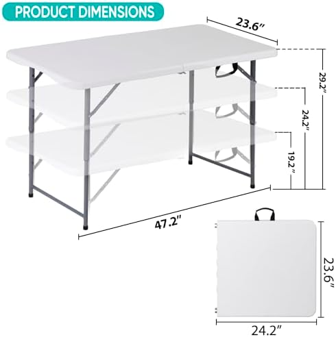 ZenStyle 3 ft Indoor Outdoor Heavy Duty Portable Plastic Folding Table