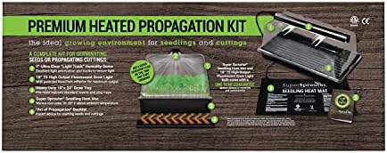 Super Sprouter Premium Heated Propagation Kit for Starting Seeds or Cuttings, Includes Heat Mat, Tray, Grow Light, and More