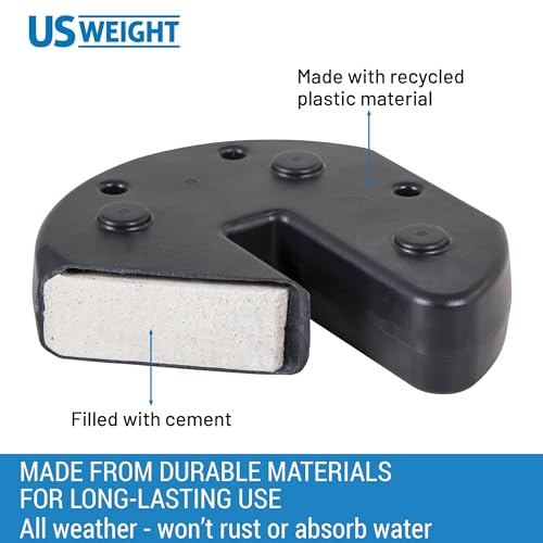 US Weight 40 Pound Canopy Weight Set of 4 and Carry Strap with No-Pinch Design - Easy Installation and Removal to Secure Tents, Canopies