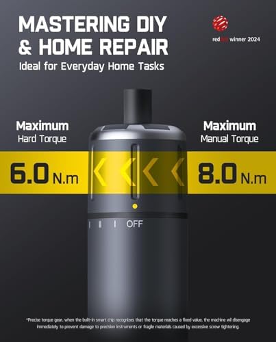 Fanttik S1 Pro Electric Screwdriver, Power Screwdriver | 16 S2 Steel Bits, 3 Torque Settings, Max 6 N.m, 2000mAh Battery, LED Light & 1/4''Hex
