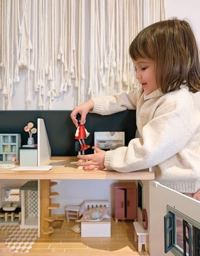 Tender Leaf Toys - Dovetail House - Large Luxury 27.36" Tall 3 Story Doll House with 6 Rooms - Gender-Neutral Dollhouse - Encourage Creative and