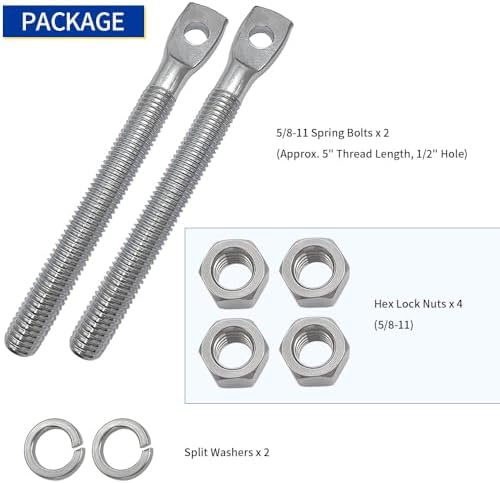 2PCS 5/8" Snow Plow Trip Spring Eye Bolt 1/2" Hole for Buyers SAM 1302005, NLP SNP6224,Meyer 09124,Western 90493K