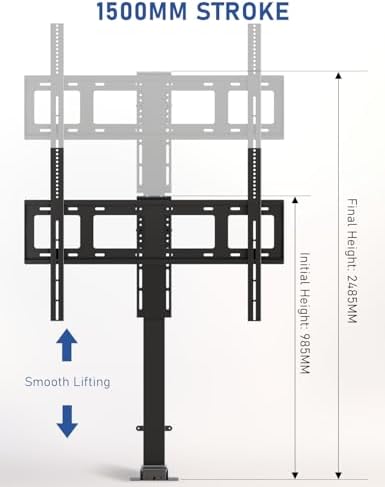 DIHOOL Motorized TV Lift for 85″ - 100″Giant Screen TVs, Pop Up Vertical TV Stand with Remote Control and Obstacle Detection, 59″ Stroke