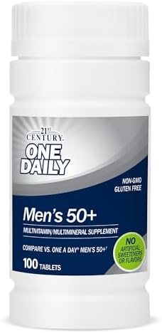 21st Century One Daily Men's 50+ Tablets, 100 Count | Complete Daily Multivitamin, Compare VS. One A Day® Men's 50+, Men Over 50 with Memory, Complete Nutrition for Men 50 Plus