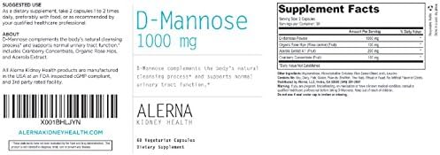 D-Mannose 1000 mg - Urinary Tract Health - with Cranberry Concentrate, Organic Rose Hips, Acerola Extract - 60 Vegetarian Capsules