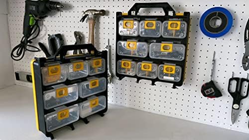 Hardware Tackle Box storage with Patented Removable Compartment Organizer and Reversible Carrying Case for Screws, Nuts and Bolts, WVE9420