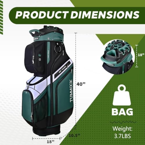 Golf Cart Bag, 14-Way Top Divider with Multiple Storage Pockets, Lightweight & Durable Golf Bag for Men, Cart-Friendly Design