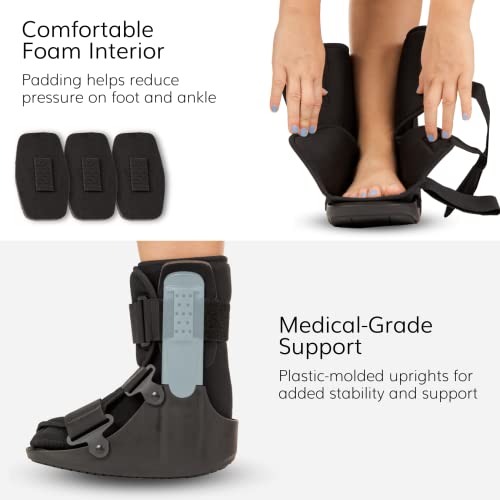 BraceAbility Short Walking Boot - Orthopedic Medical Walker Cast for Broken Toe Injuries, Sprained Ankles, Metatarsal Stress, Post-Op Support Left or Right Foot Fracture Shoe Fits Men and Women (L)