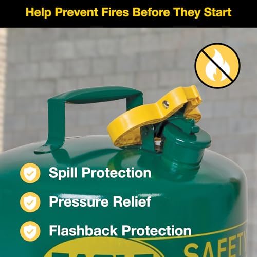 Eagle 5 Gallon Type I Green Safety Gas Can for Oil and Other Combustibles | Flame Arrester, Self-Closing Lid, and F-15 Funnel, Made in the USA