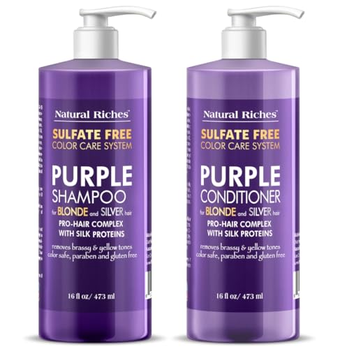 Purple Shampoo & Conditioner Set for Silver Hair, Sulfate Free, 16 Fl Oz