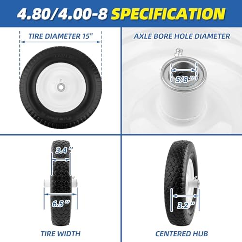 Wheelbarrow Tire - FLAT FREE- Never have a Flat Again - Universal Fit - 10 Year Warranty - Industrial Grade