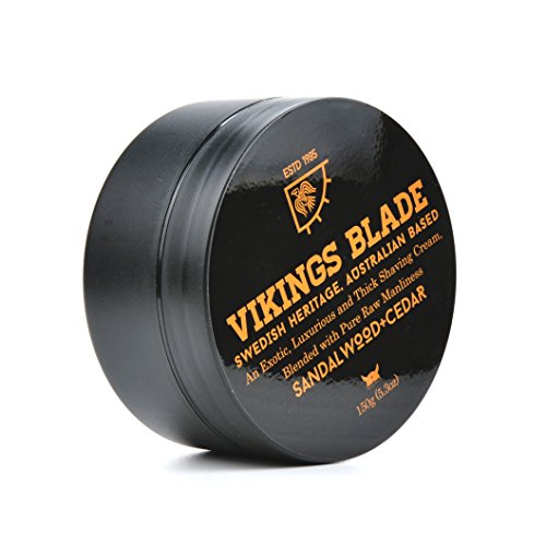 VIKINGS BLADE Luxury Shaving Cream, Sandalwood & Western Red Cedar, Silky Buttery Smooth, Surfactant Base. Refreshing, Clean, Close