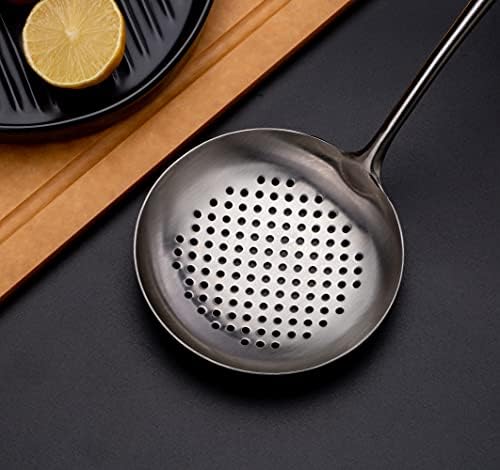 FJNATINH Wok Spatula and Ladle,Skimmer Ladle Tool Set, 17inches Spatula for Wok, 304 Stainless Steel Cooking Utensils