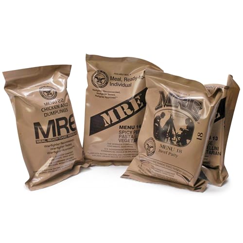 MRE Emergency Food Rations - Military Surplus, Assorted Flavors, 4-Pack | MRE Rations - Military Surplus Emergency Food, Assorted Flavors