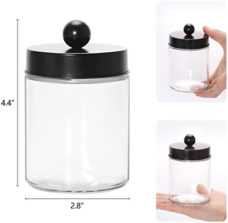 Tbestmax Glass Qtip Holder Dispenser, 10-Ounce Bathroom Containers Apothecary Jars with Metal Lids for Cotton Ball Swab Pad (4 Pack)