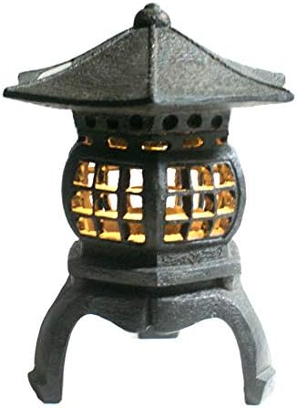 TIAAN Japanese Garden Lantern, “Yukimi-gata” Designed, Super Bright LED Illuminated Pagoda Light, Solar Power Garden Lantern， Stone-Look Finish