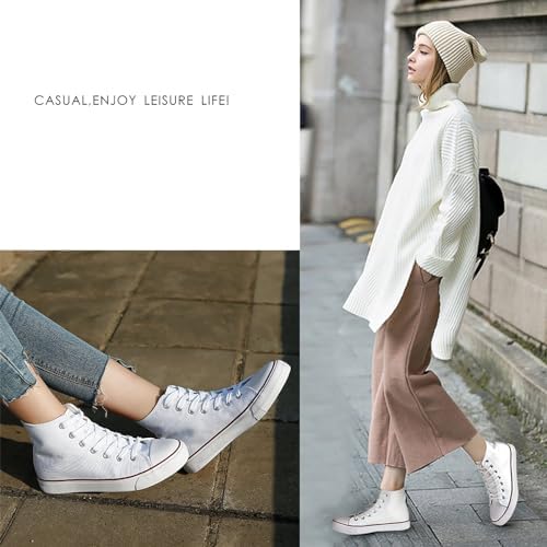Womens Canvas Sneakers High Top Lace ups Casual Walking Shoes