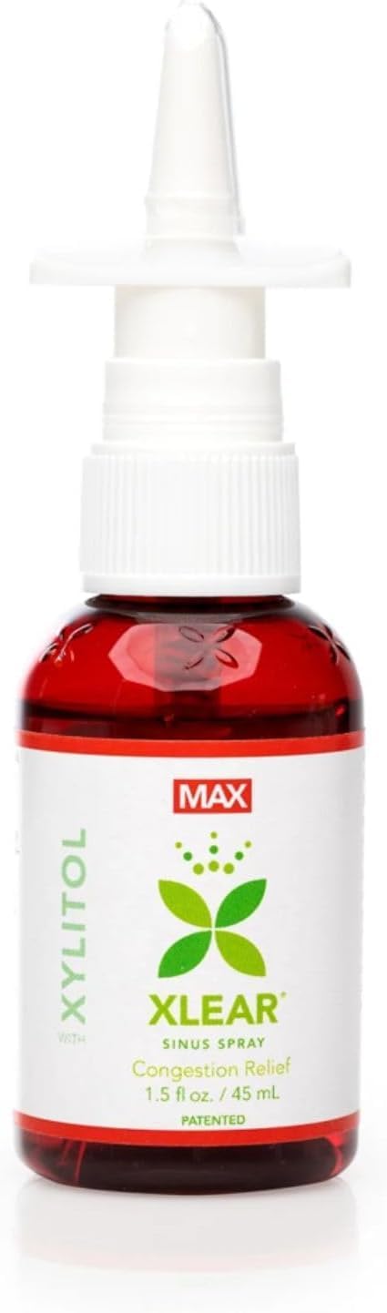 Xlear Max Natural Nasal Spray with Xylitol, 1.5 fl oz (Pack of 4) | Strong Formula with Capsicum and Aloe Vera for Servere Sinus Pressure Relief, Nasal Decongestant, Headache, Dry Nose