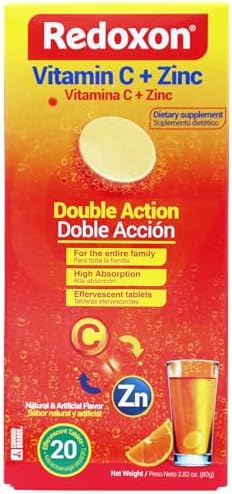 Redoxon Vitamin C + Zinc, Effervescent Tablets of Vitamin C and Zinc, Helps Support Your Immune System, Orange Flavor, 20 Effervescent Tablets, 2.82 Oz, Box