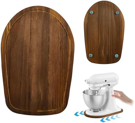 Mixer Slider Mat for KitchenAid 4.5-5 Qt Tilt Head Stand Mixers (Brown) | Pine Wood Moving Tray for Kitchenaid Artisan, Storage Organizer for Kitchen Countertop Accessories and Attachments