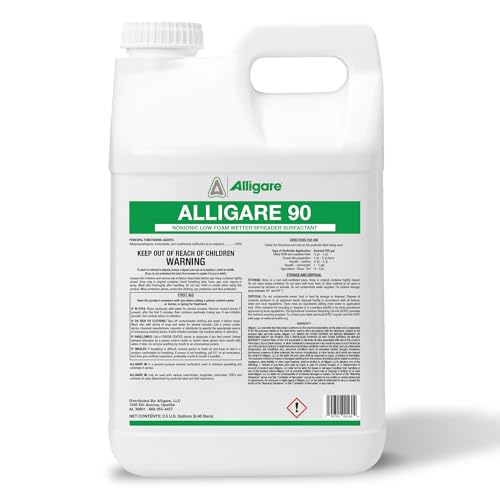 ALLIGARE 90 Nonionic Surfactant for Enhanced Spray Coverage - Low-Foam Wetting Agent for Herbicides & Insecticides- Versatile Use in Agriculture, Forestry & Aquatic Applications -2.5 Gallons