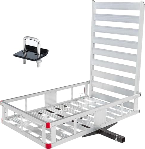 MaxxHaul 80779 Aluminum Hitch Mount Wheelchair/Mobility Carrier – 50" x 29.5" Cargo Basket with High Side Rails & 47" Ramp – Fits 2" Receiver