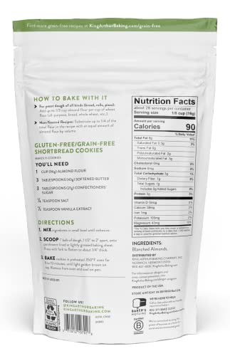 King Arthur, Almond Flour, Certified Gluten-Free, Non-GMO Project Verified, Certified Kosher, Finely Ground, 16 Ounces, 4 Count